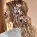 Handmade Baroque Copper Flower Pearls Wedding Hair Accessories Bridal Headband Hair Clip Barrettes Set Women Jewelry