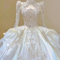 S0424T Elegant Bohemian Wedding Dress Off-Shoulder A-Line With Super Heavy Satin Fabric Half Length Sleeves and Lace up Detail