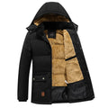 2023 New Men Winter Parka Fleece Lined Thick Warm Hooded Fur Collar Coat Male Size 5XL Plush Jacket Autumn Work Outwearing Black
