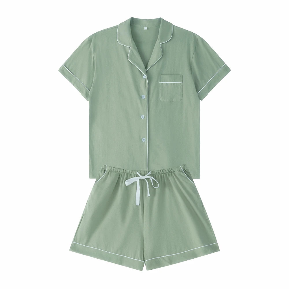 FUNG 6056 Wholesale Loungewear Women Pyjama 2 Piece Pajama Shorts Sets 100% Cotton Pajamas For Women Set