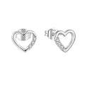 Heart Fashion Stud Earrings for Women Bead Charm Gift Diy Jewelry Real 925 Sterling Silver Trendy Zircon Jewellery