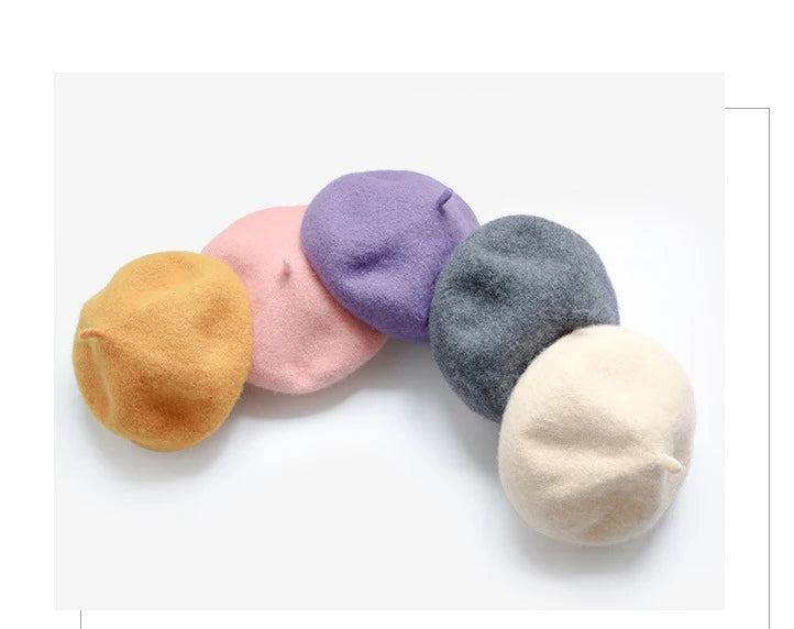 Hats for Kids Hat Thicken Embroidery Painter Manufacturer Children'S Custom Villus Red Types of Beret 2021100% Wool French Caps