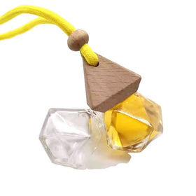 Car Perfume Glass Bottle 8 ml Empty Hanging Perfume Bottle Essential Oil Diffuser with Wooden Cover Car Fragrance Wood Bottle