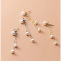 925 Sterling Silver Natural Freshwater Pearl Earings Gold Plated Tassel Chain Dangle Drop Earrings Fashion Jewelry for Women