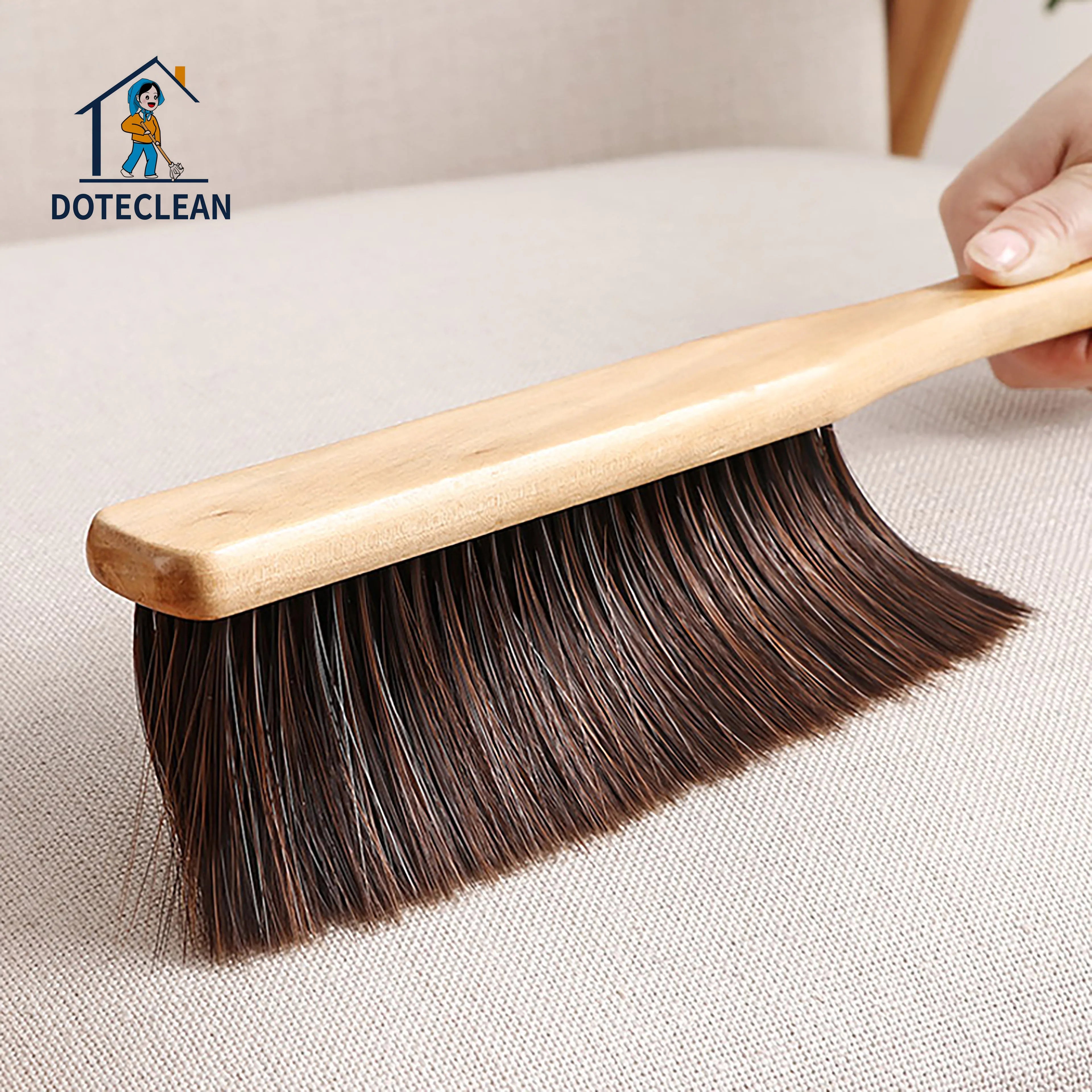 Multifunctional Portable Household Cleaning Brush Wooden Long Hair Brush for Bed Dust Gap Sweeping and Bristle Cleaning
