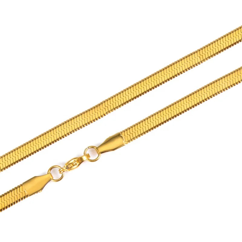 Vacuum Plating Fashion Stainless Steel Blade Chain Titanium Steel Flat Snake Bone Clavicle Chain