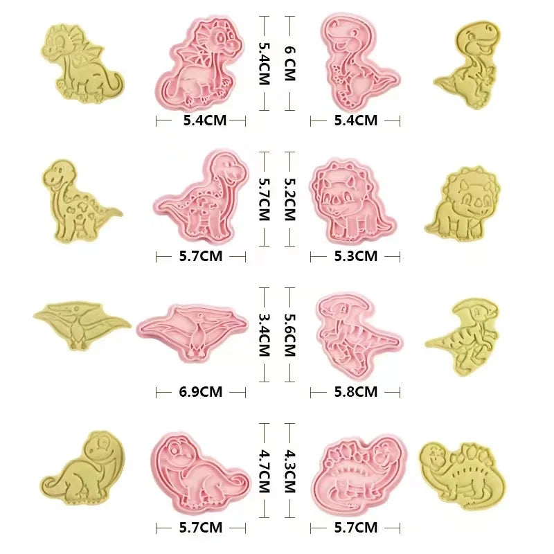Saffron Dinosaur 8pcs/Box Hot Cookie Cutter Mould Press Plastic Biscuit Dinosaurs Set for Baking Cookie Tools