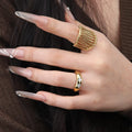 Chris April Vintage 316L Stainless Steel PVD Plated Princess Pear Cut Zircon Band Finger Ring