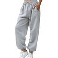 Wholesale Custom Mid Waist Fashion Solid Color Drawstring Women's  Loose Jogger Pants With SIde Pockets
