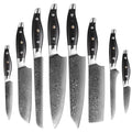 8-Piece Damascus Steel Kitchen Knife Set Micarta Handle Including Chef Kiritsuke Bread Nakiri Boning Utility Paring Knife