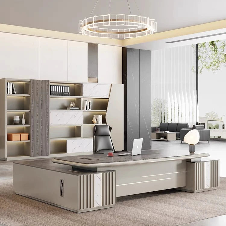 Ceo LBZ100 Executive Table Modern Furniture L Shaped Desk Office Panel MFC Wood Customized Home Office Furniture Full Set