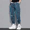 Fashion Streetwear Men Reflective Hip Hop Loose Cargo Pants Male Joggers Ribbon Men Harem Pants Male Trousers