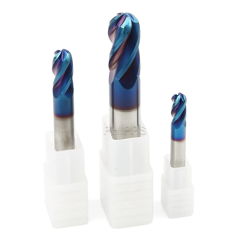 Tungsten Steel 4 Flute 6mm D4 Ball Nose Endmill HRC65 4-flute 3mm Solid Carbide End Mill CNC Machine Lathe Cutting Tool