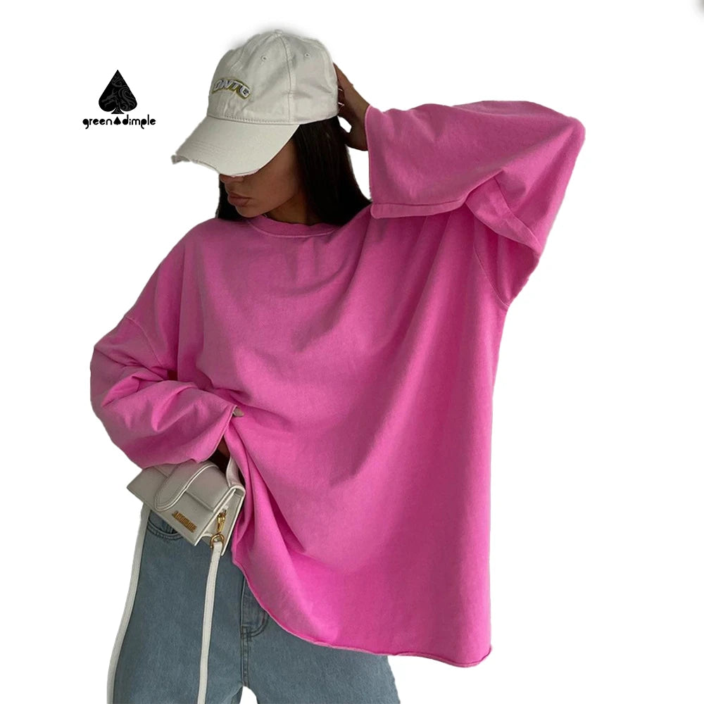 Customize Tee Shirts Streetwear Round Neck Long Sleeve Casual Pullover Tops Women Autumn Thin T-Shirts Lady