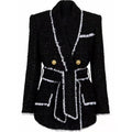 2025 High-End Women's Casual Cotton Tweed Shorts Waist Slim Summer Suit Logo Decoration Knee Length Women's Foreign Trade Supply