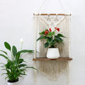 Retro Hanging Storage Decor Macrame Woven Boho Tapestry Wall Shelf
