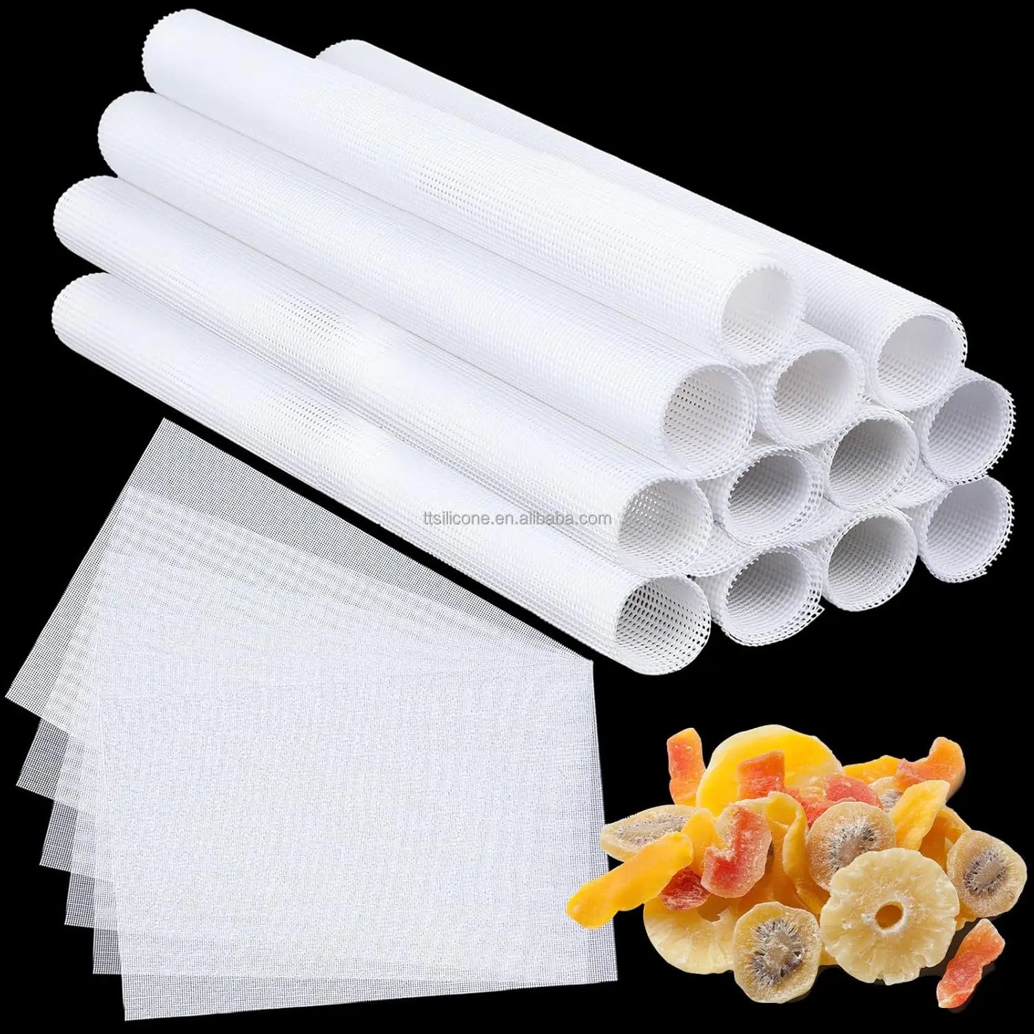 Hot Sale Premium Non-Stick Silicone Mesh Mat for Dehydrator Silicon Dehydration Sheet Non Stick Silicon Mesh for Dehydration