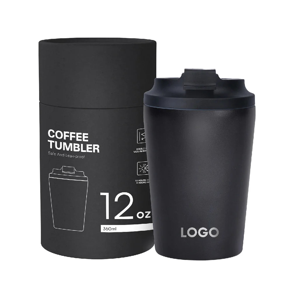 For Light Double-Walled Stainless Steel 12oz Reusable Coffee Mug Leak-Proof Lid Minimalist Design Business Travel Insulated
