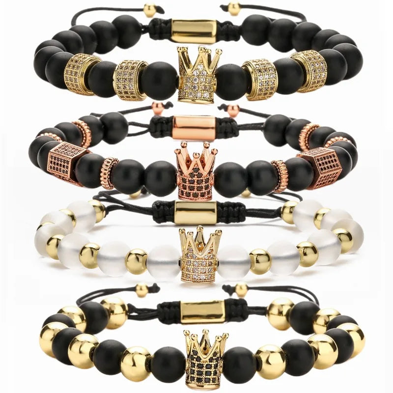 8mm Jewelry Natural Stone Healing Power Gemstone Crystal Beads Men Women Adjustable Woven Braided Bracelets