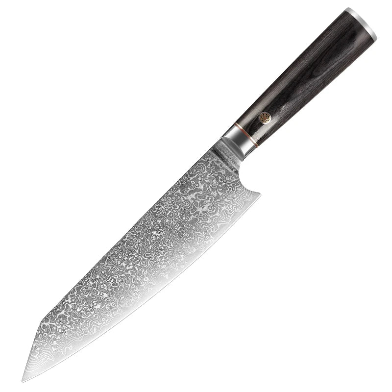 Kiritsuke Chef Knife 8 Inch Damascus VG10 Super Steel 67 Layer High Carbon Stainless Steel Pakka Wood Handle