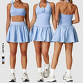 Custom Logo Quick Dry Tennis Wear Golf Sports Skirt Breathable Lightweight Tennis Skirt Sets Women 2 Piece Outfits for Summer