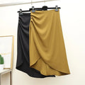 S-XXL Mid Length Irregular Suit Skirt High End Pleated One Step Skirt Split Wrap Hip Skirt