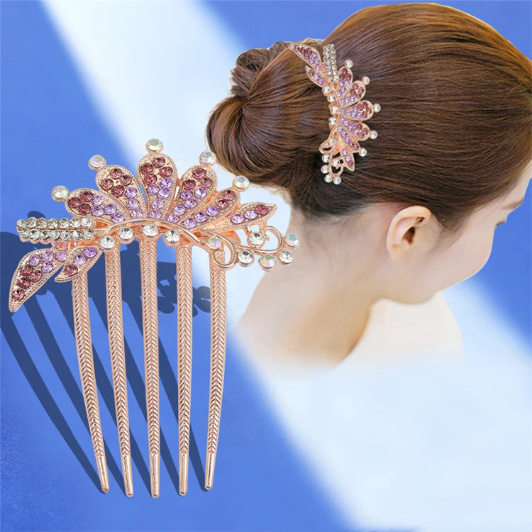 Women's 5 Teeth Rhinestone Hair Comb Party Bridal Hair Accessories Hair Clips