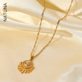 Fashion INS Style Jewelry Turkey Devil Eye Necklace Stainless Steel 18K Gold Vermil Round Zirconium Pendant Necklace for Women