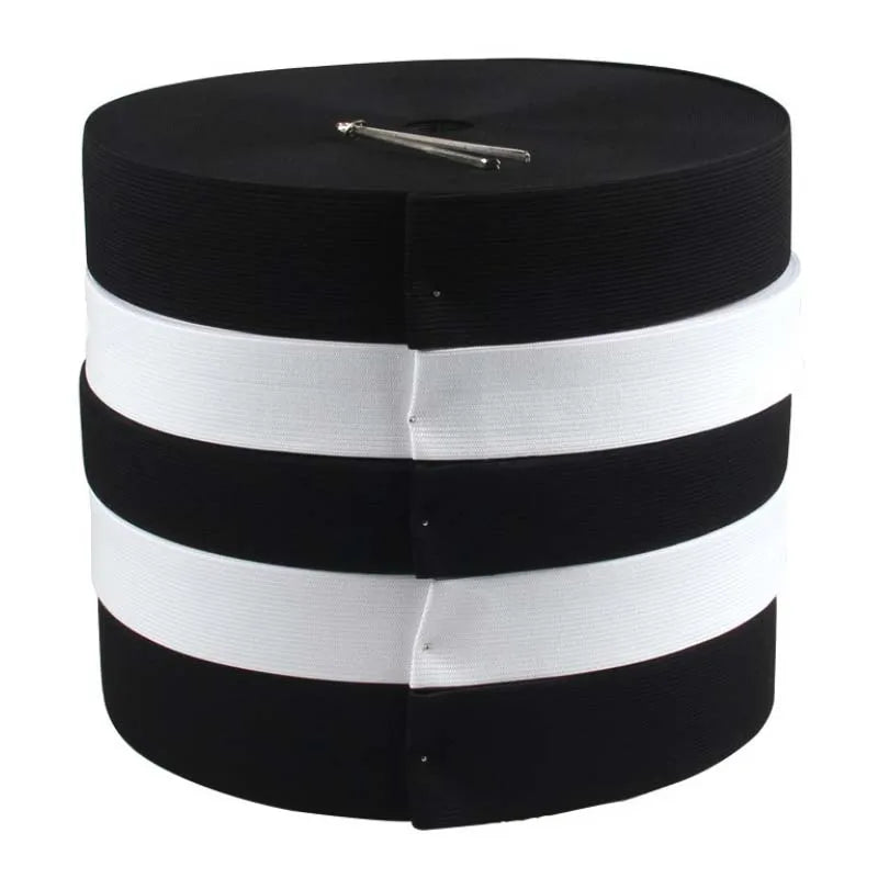 Lot of 4meters Elastic Black White Nylon Webbing Sewing Accessories 1.5cm-5cm Wide Knitted Rubber Band for Clothing Garments