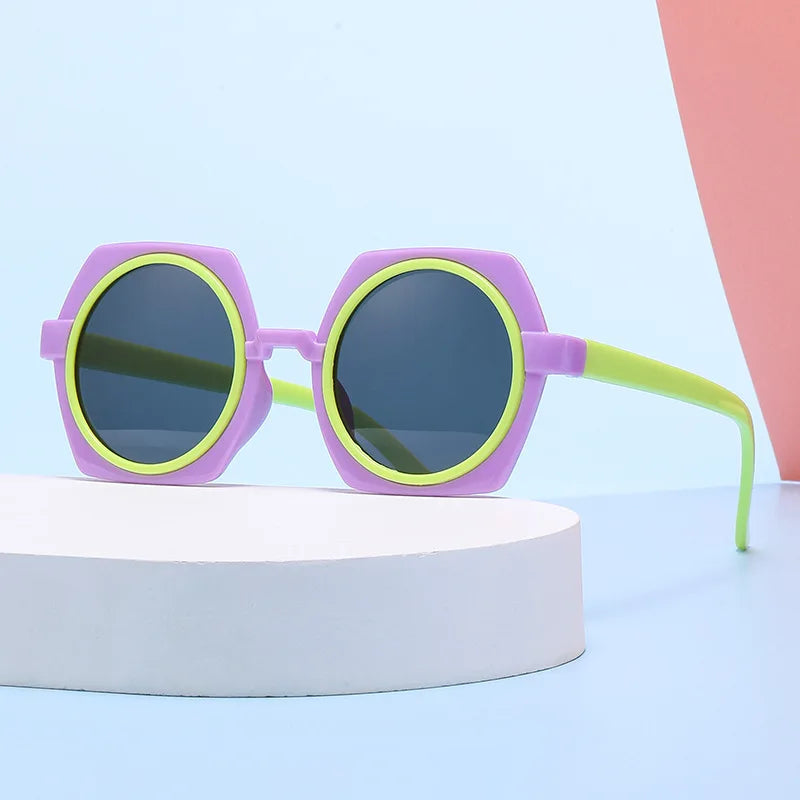7331 Kids Sunglasses New Korean Style Polygonal Large Frame UV400 Optical Lenses PC Material Fashionable for Boys and Girls