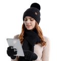 Korean Fashion Winter Knitted Woolen Hat Women's Hat Scarf Gloves Three-piece Ear-protection Warm Beanie Hat