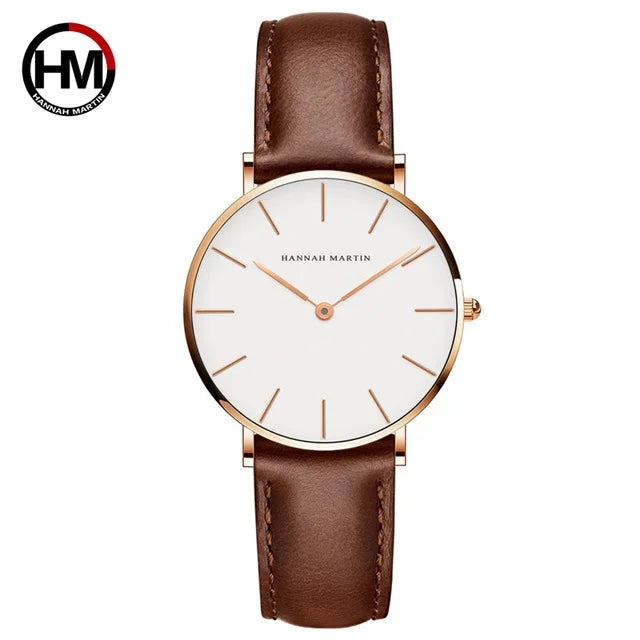 Hannah Martin CB36 Ladies Watch Quartz Simple Women Fashion Watches Leather Lady Wristwatches New Waterproof Relogio Feminino