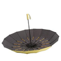 Three-folding New 16 Ribs Black Coating Business Umbrella Wind-Resistant Rain Shine Pure Color Umbrellas