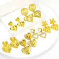 JUSNOVA 18K Gold Plated Stainless Steel Earrings Heart-Shaped Irregular Stud Zircon Lovely Fashion Jewelry Geometric Pattern