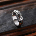 Rhodium Plated Hiphop Wedding Bands or Rings Spinner Wheel Prayer Ring Om Mani Padme Hum for Men