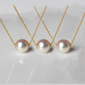 Luxury Bespoke 18K Real Gold Akoya Seawater Pearl Necklace - Handcrafted Round Pearl Custom Personalized Bridal Jewelry Gifts