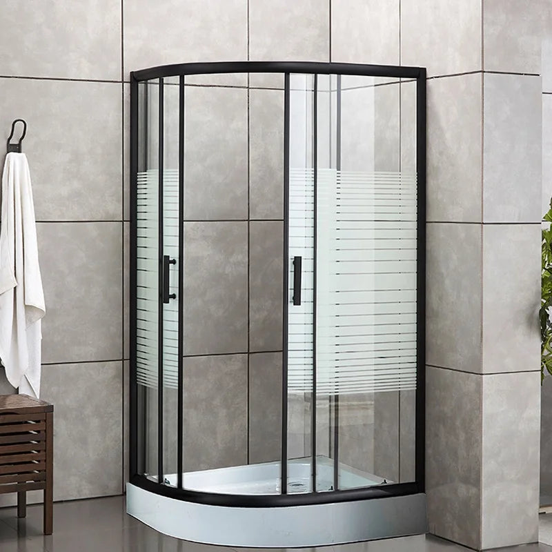 Shower Enclosure Tempered Glass Wholesale China Aluminium Alloy Double Sliding Door Stainless Steel F Handle Hotel Modern