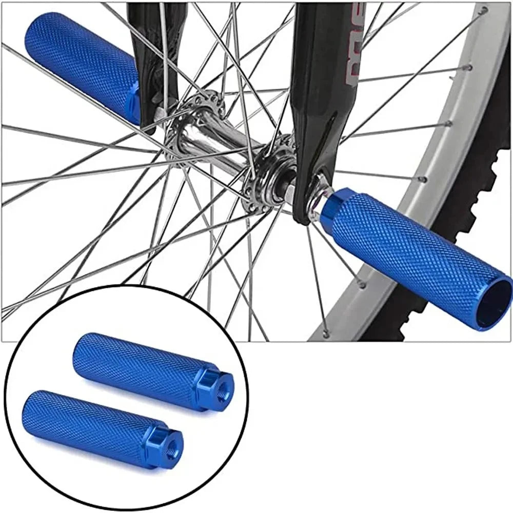 1 Pair of Aluminum Alloy Rear Stunt Pegs for Mountain Bike Cycling Fit 3/8 Inch Axles for Road Bicycles