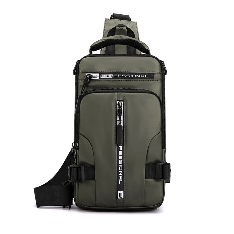 2026 Multifunction Shoulder Bag Backpack Usb Charging Nylon Waterproof Chest Black Fanny Pack for Men's