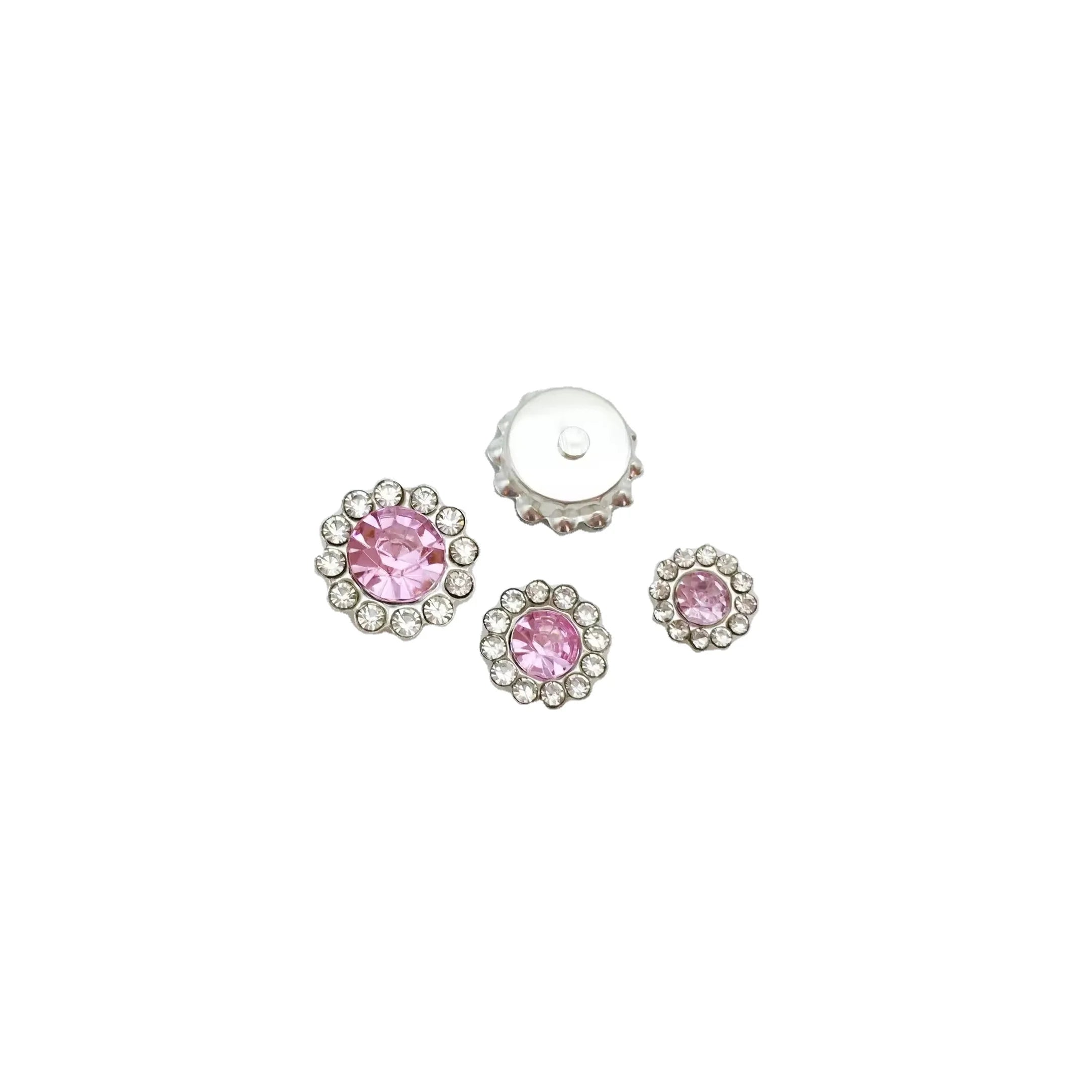 10mm Double Pearl & Sun Flower Tray Rhinestone Decorative Buckle Rhinestone-Dot Diamond DIY Wedding Dress Earrings Accessories