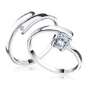 RINNTIN BSR22 Fashion Women Men Resizable Wedding Rings Wholesale 925 Sterling Silver Couple Ring Jewelry
