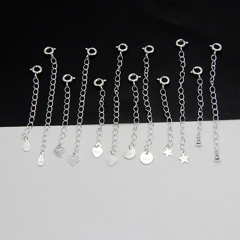 Authentic 925 Sterling Silver Chain Extender Removable Adjustable Extension Chain for Necklace Anklet Bracelet Jewelry Finding