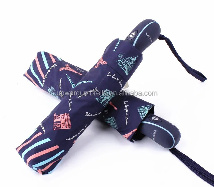 Woman Automatic Auto Open and Close Customized Printing 3 Folding Umbrella