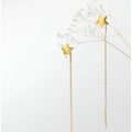925 Sterling Silver Small Star Shape Ear Threader 18K Gold Plated Long Tassel Chain Dangle Drop Earrings Jewelry for Women