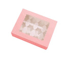 2 Holes Cupcake Boxes Muffin Cup Cake Baking Transparent Kraft Paper Clear Window Pink Cupcake Box and Packaging