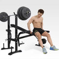 SP Adjustable Metal Weight Bench with Squat Rack Combo Bench Press Rack Incline Decline Capability Foldable Unisex for Workout