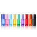 Wholesale 4ml 5ml 8ml 10ml Frosted Clear Amber Blue Glass Roll-on Bottles with Metal Roller for Ball Essential Oil Perfume