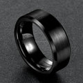 POYA 4mm 6mm 8mm Black Ceramic Brushed Middle Beveled Edge Simple Band for Men Women Jewelry Gift