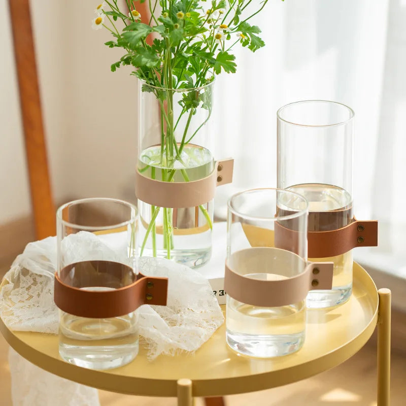 Wholesale Europe Style Clear Cylindrical Glass Vase for Home Decoration