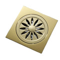Modern Brushed Gold 4 Inch Linear Bathroom Shower Floor Drain Uncoated Brass